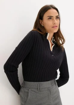 Damen bonprix Bekleidung·Umstandsmode|Bekleidung·Jeans|Gerippter Feinstrickpullover mit Viskose in 2 in 1 Optik