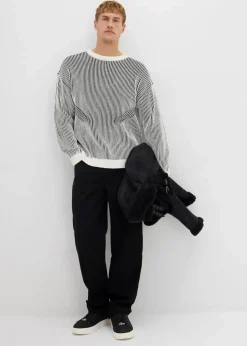 Clearance gerippter Pullover aus Baumwoll-Mix, Loose Fit Herren Große Größen|Pullover & Strickjacken