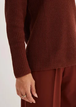 Damen bonprix Bekleidung·Umstandsmode|Strickmode|Gerippter Pullover aus reiner Baumwolle