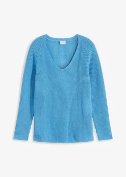 Outlet Gerippter Pullover aus reiner Baumwolle Damen Strickmode|Bekleidung·Jeans
