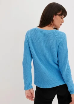 Outlet Gerippter Pullover aus reiner Baumwolle Damen Strickmode|Bekleidung·Jeans