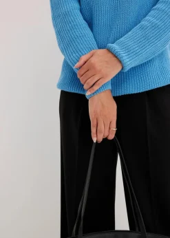 Outlet Gerippter Pullover aus reiner Baumwolle Damen Strickmode|Bekleidung·Jeans