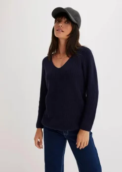 Damen bonprix Bekleidung·Umstandsmode|Strickmode|Gerippter Pullover aus reiner Baumwolle