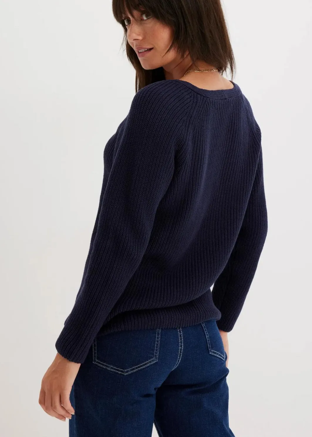 Damen bonprix Bekleidung·Umstandsmode|Strickmode|Gerippter Pullover aus reiner Baumwolle