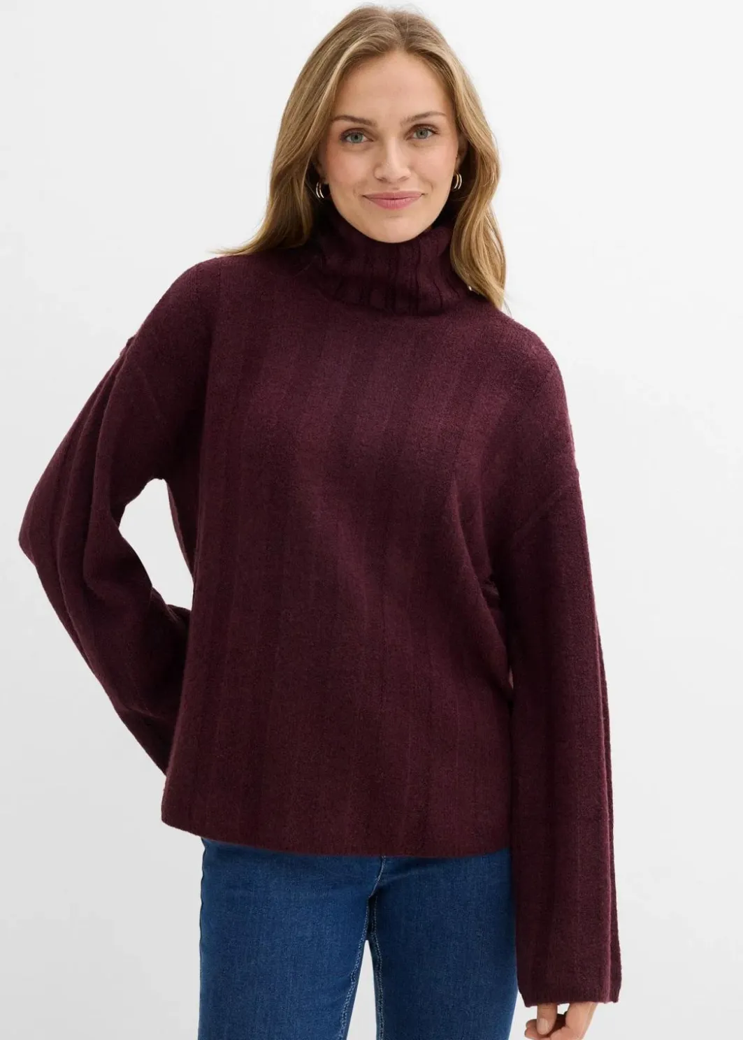Outlet Gerippter Rollkragenpullover Damen Bekleidung·Umstandsmode|Strickmode