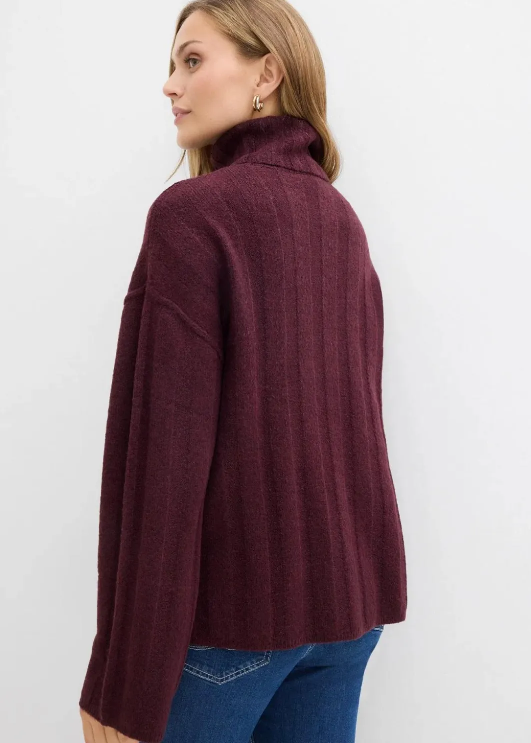 Outlet Gerippter Rollkragenpullover Damen Bekleidung·Umstandsmode|Strickmode