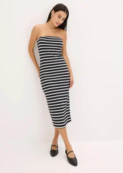 Clearance geripptes Bandeau-Kleid Damen Kleider