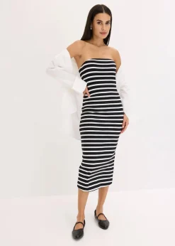 Clearance geripptes Bandeau-Kleid Damen Kleider