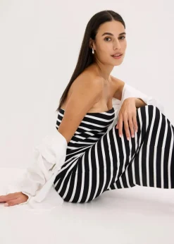 Clearance geripptes Bandeau-Kleid Damen Kleider