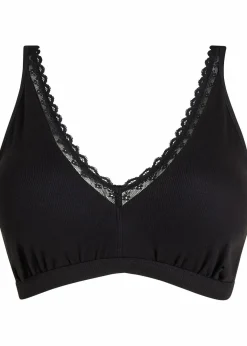 Damen bonprix Bhs|Baumwollunterwäsche|Geripptes Bralette mit Bio-Baumwolle und Spitze