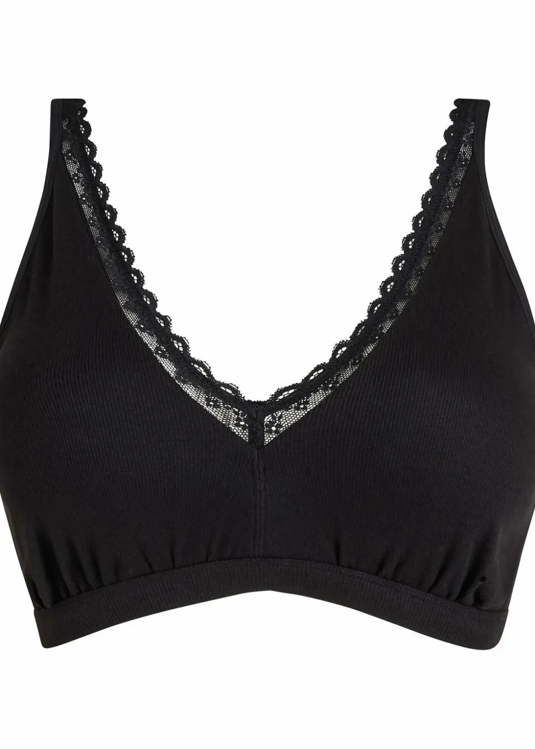 Damen bonprix Bhs|Baumwollunterwäsche|Geripptes Bralette mit Bio-Baumwolle und Spitze
