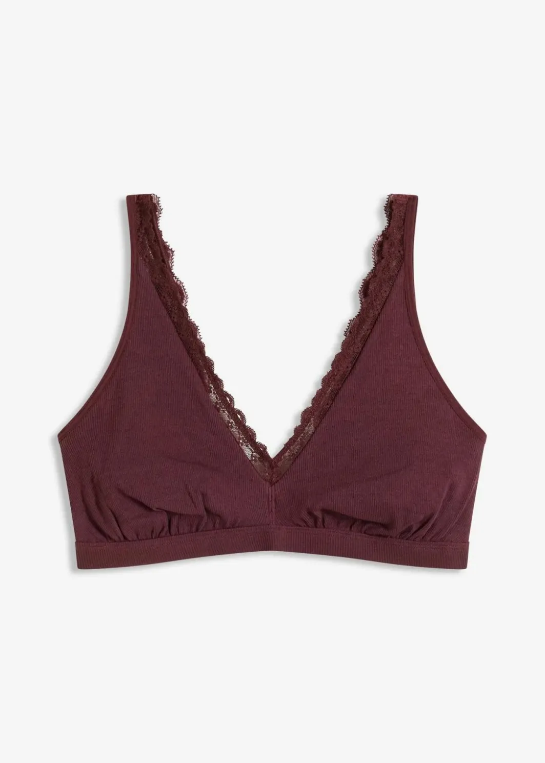 Hot Geripptes Bralette mit Bio-Baumwolle und Spitze Damen Bhs|Baumwollunterwäsche