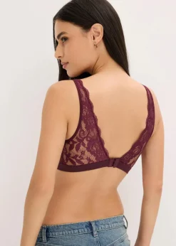 Hot Geripptes Bralette mit Bio-Baumwolle und Spitze Damen Bhs|Baumwollunterwäsche