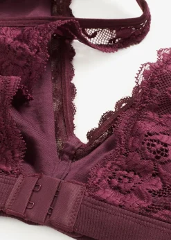 Hot Geripptes Bralette mit Bio-Baumwolle und Spitze Damen Bhs|Baumwollunterwäsche