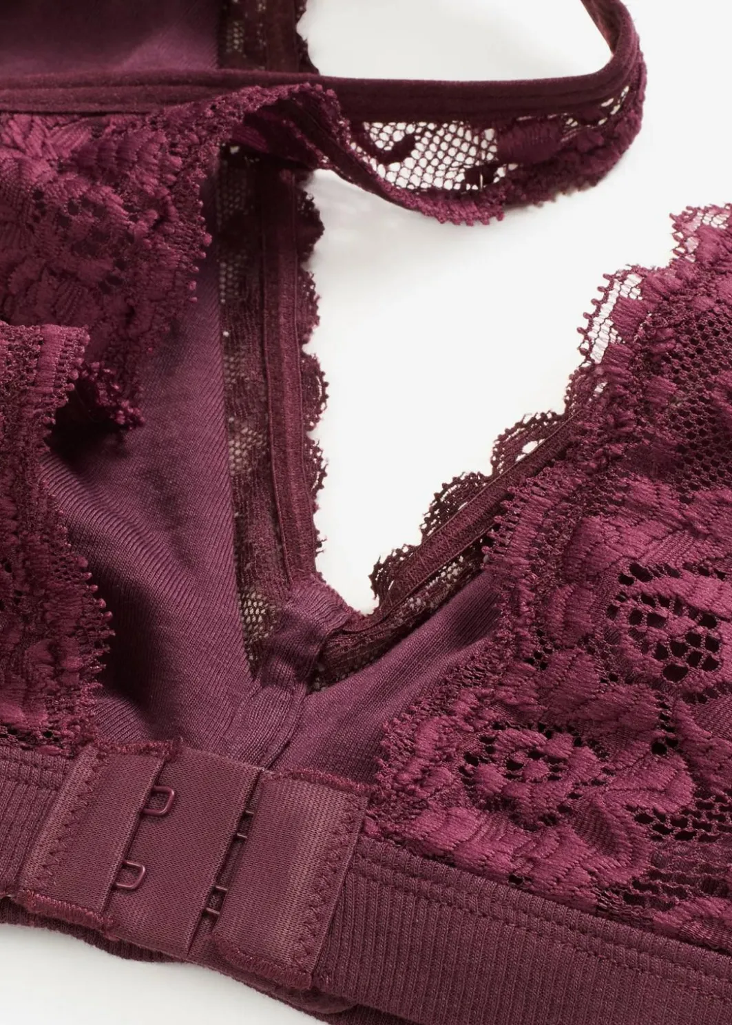 Hot Geripptes Bralette mit Bio-Baumwolle und Spitze Damen Bhs|Baumwollunterwäsche