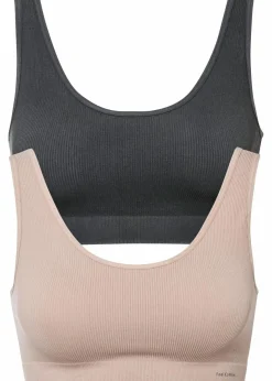 Damen bonprix Nachhaltigere Materialien|Seamless|Geripptes Feel Comfort Seamless Bustier (2er Pack)