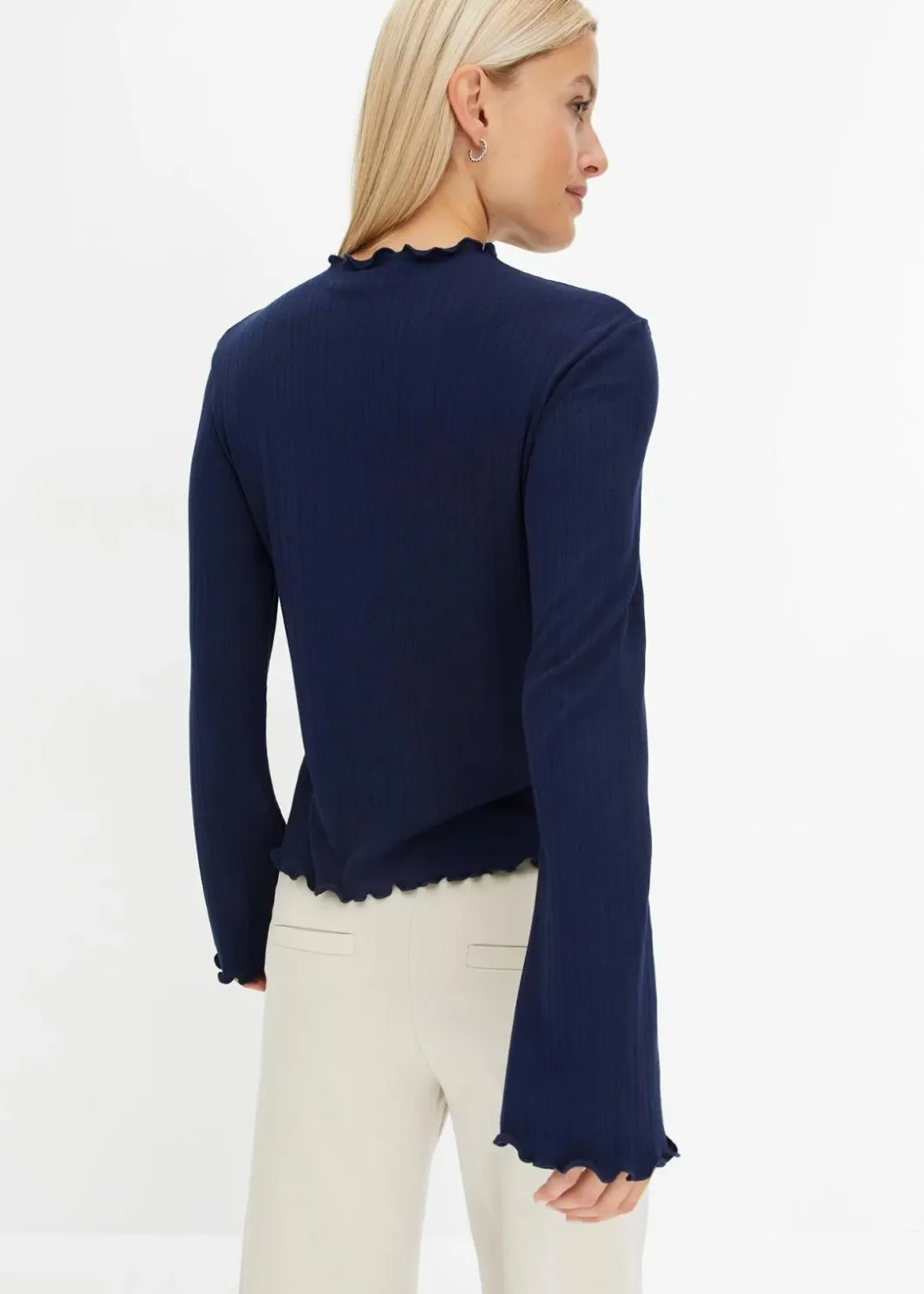 Outlet Geripptes Langarmshirt Damen Shirts & Tops