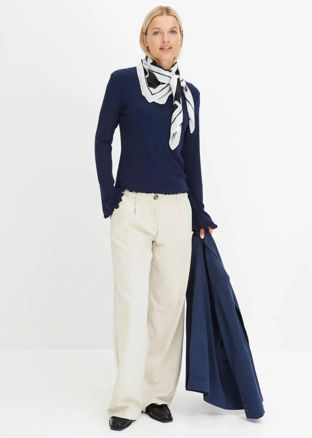 Outlet Geripptes Langarmshirt Damen Shirts & Tops