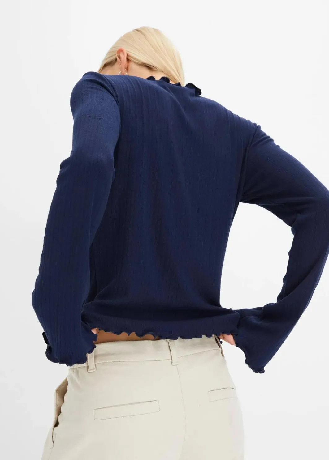 Outlet Geripptes Langarmshirt Damen Shirts & Tops