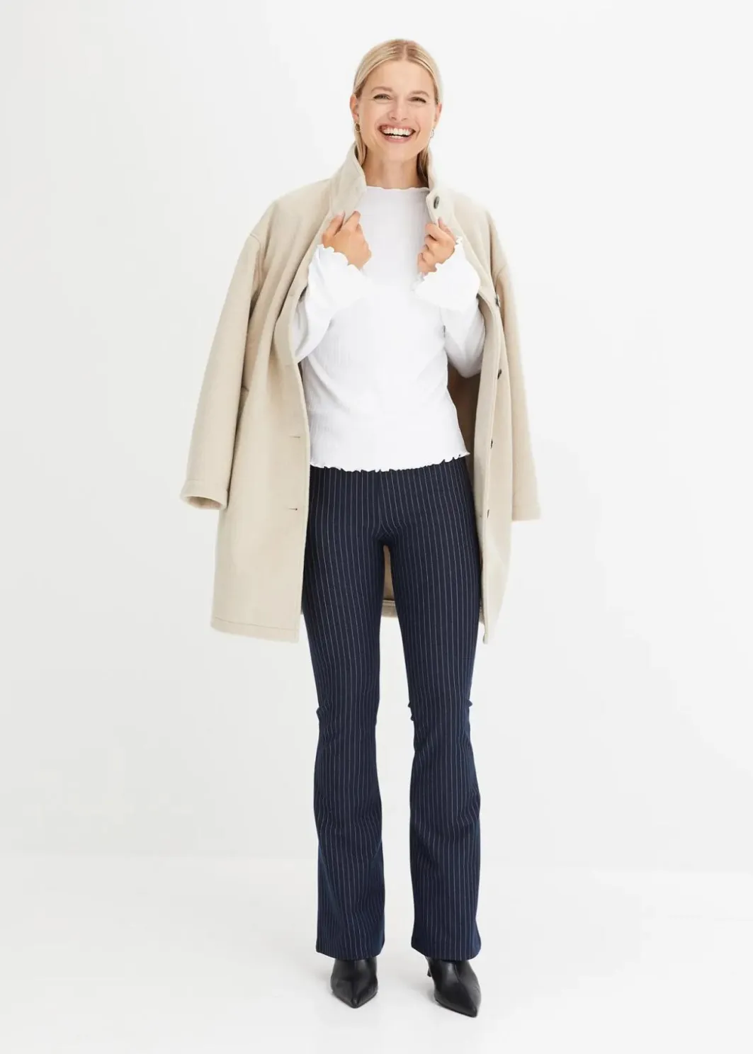 Damen bonprix Shirts & Tops|Geripptes Langarmshirt