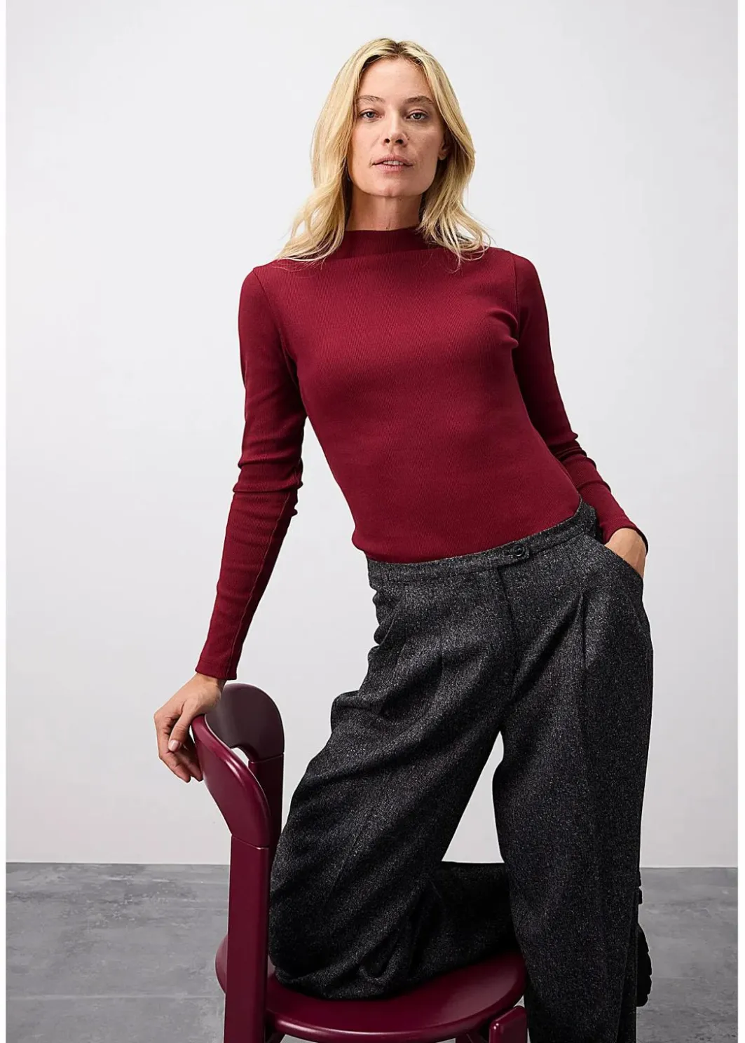 Damen bonprix Shirts & Tops|Geripptes Langarmshirt