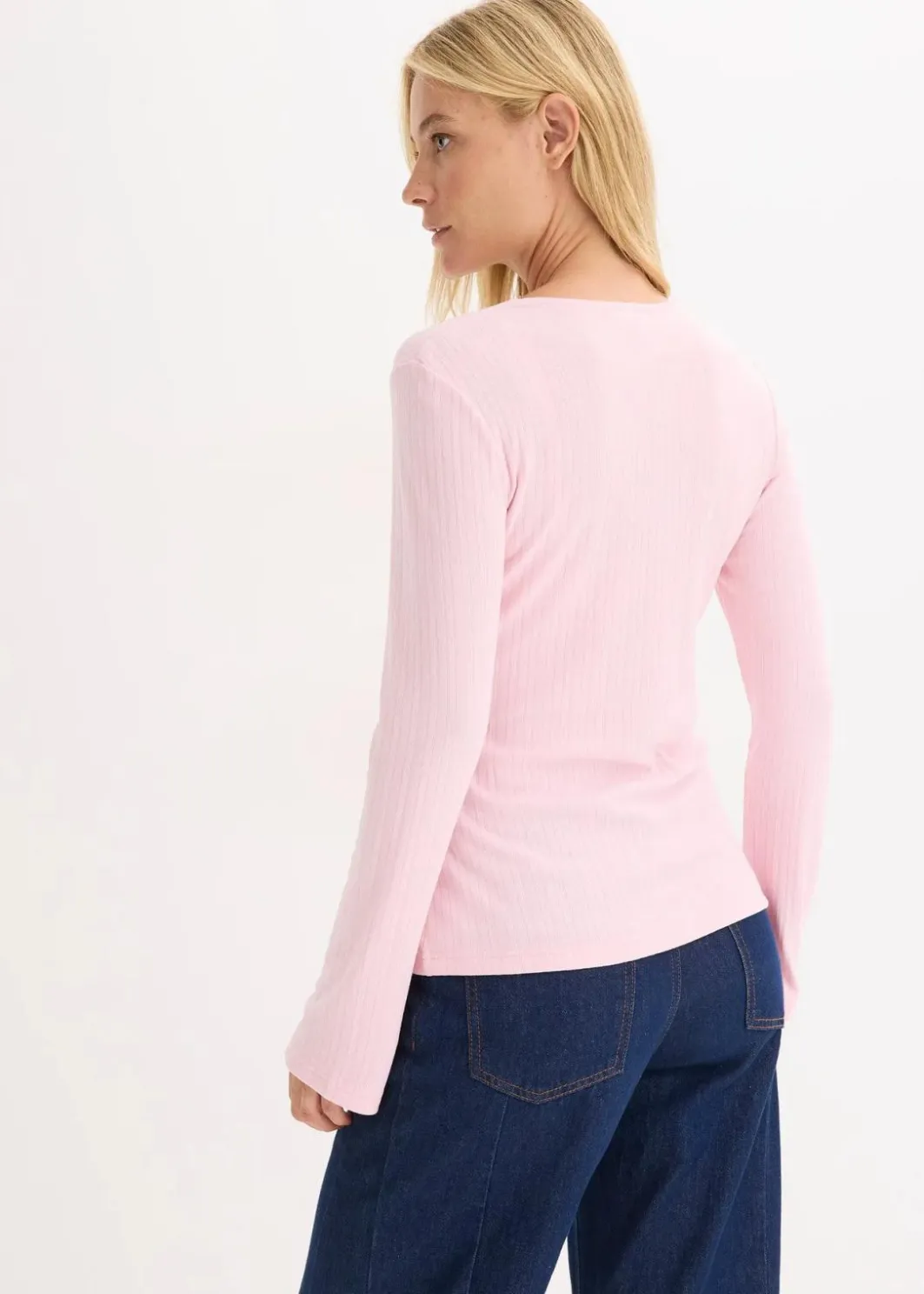 Outlet Geripptes Langarmshirt Damen Shirts & Tops|Basics