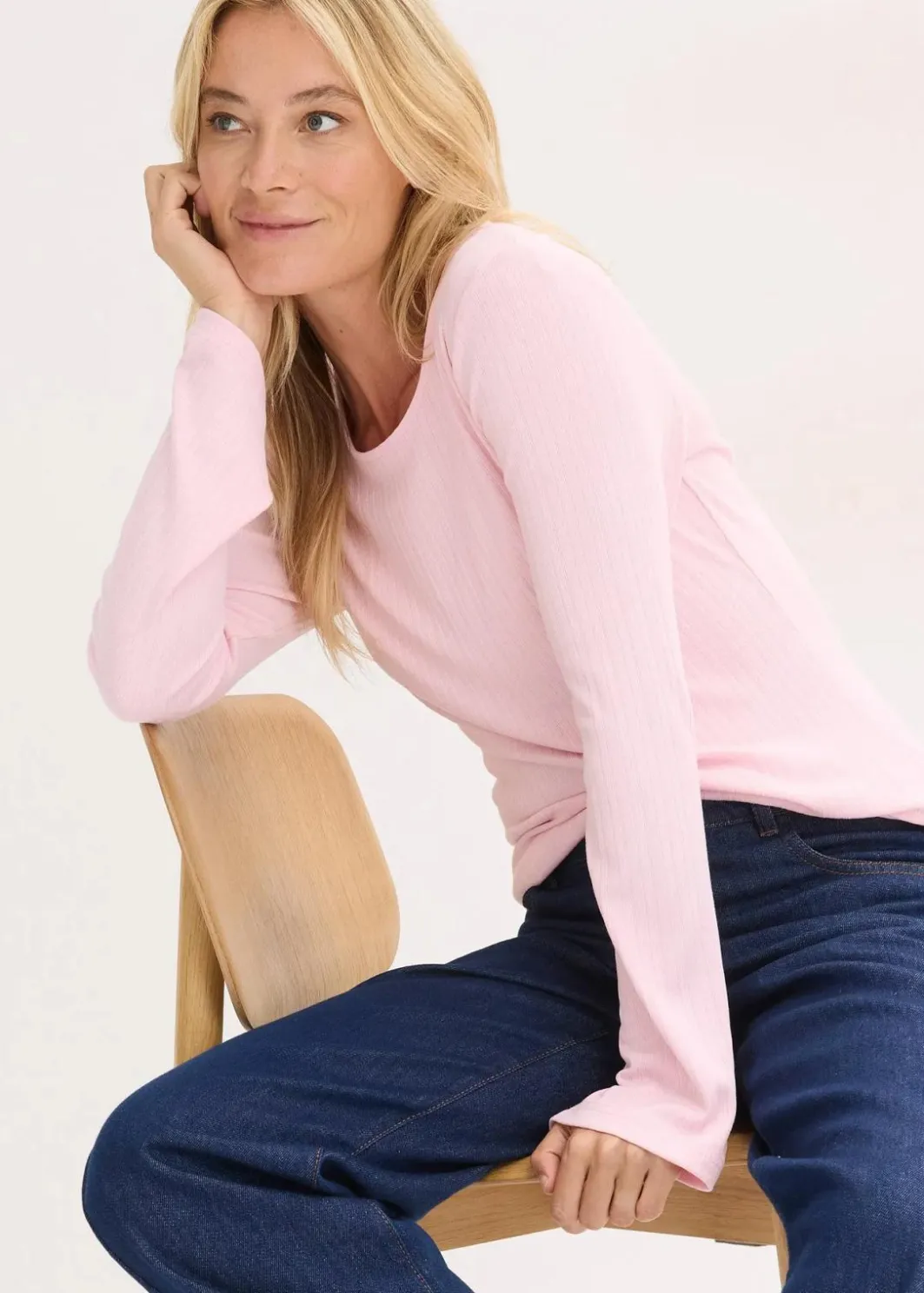 Outlet Geripptes Langarmshirt Damen Shirts & Tops|Basics