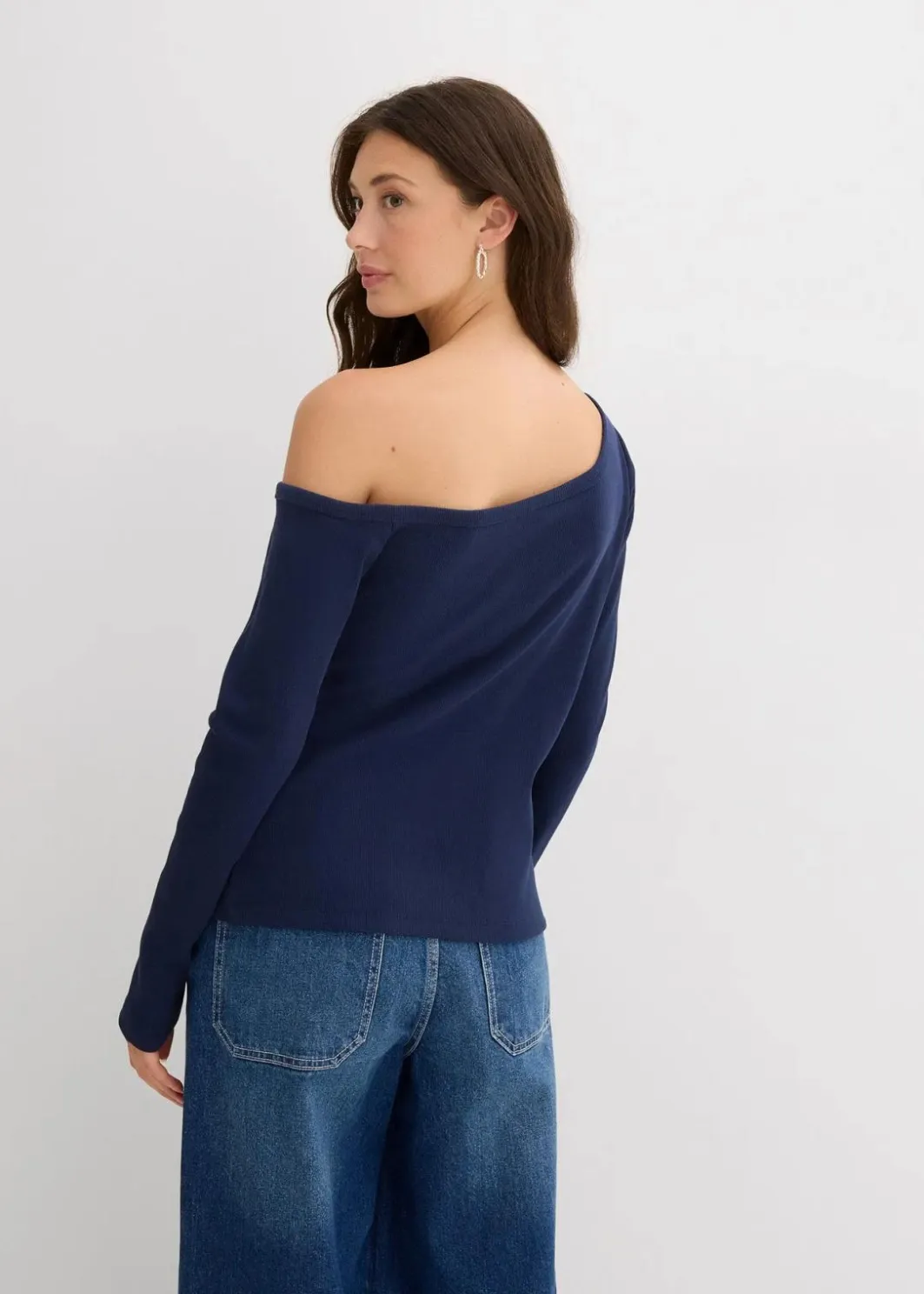 Damen bonprix Nachhaltigere Materialien|Shirts & Tops|Geripptes Langarmshirt