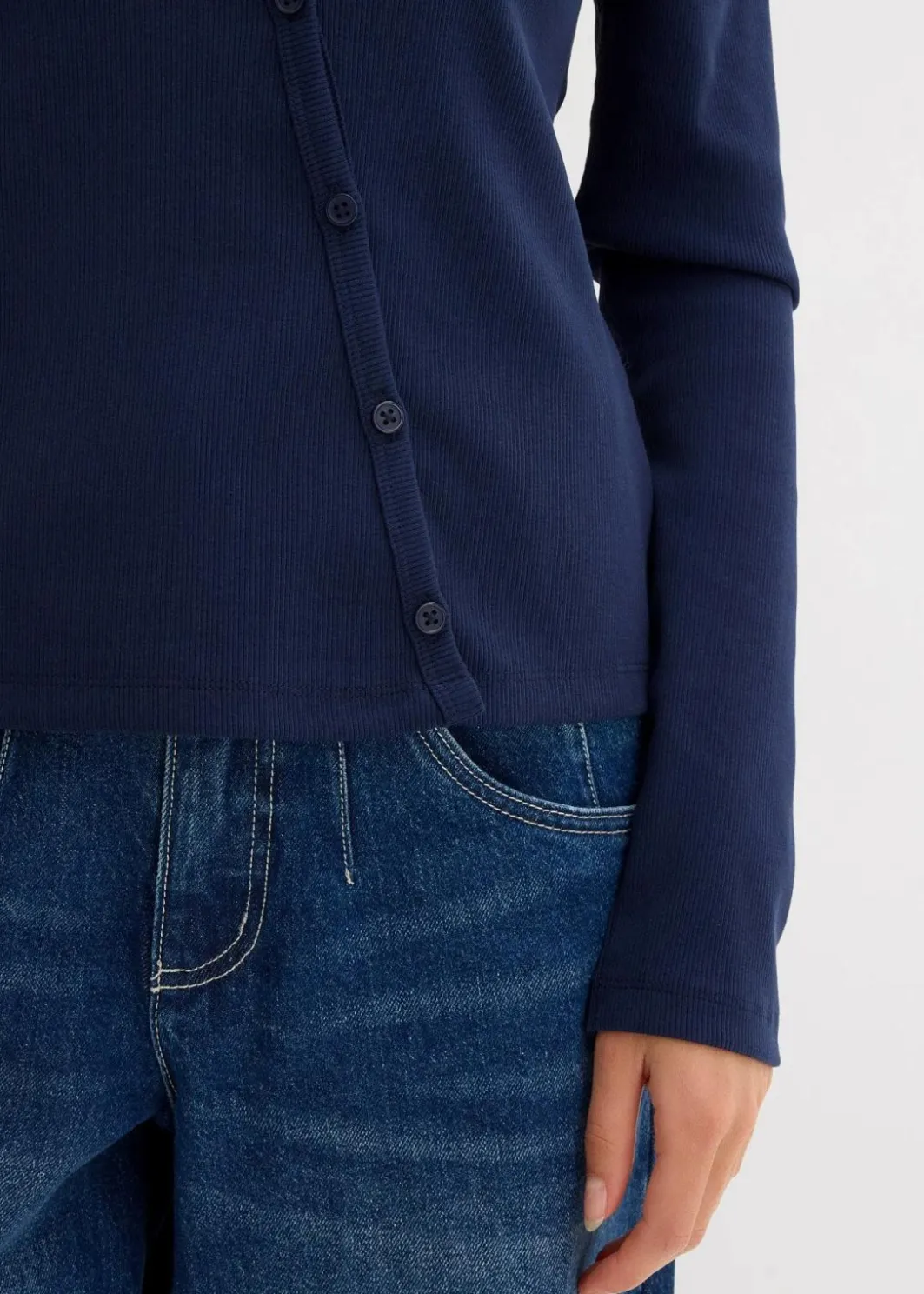 Damen bonprix Nachhaltigere Materialien|Shirts & Tops|Geripptes Langarmshirt