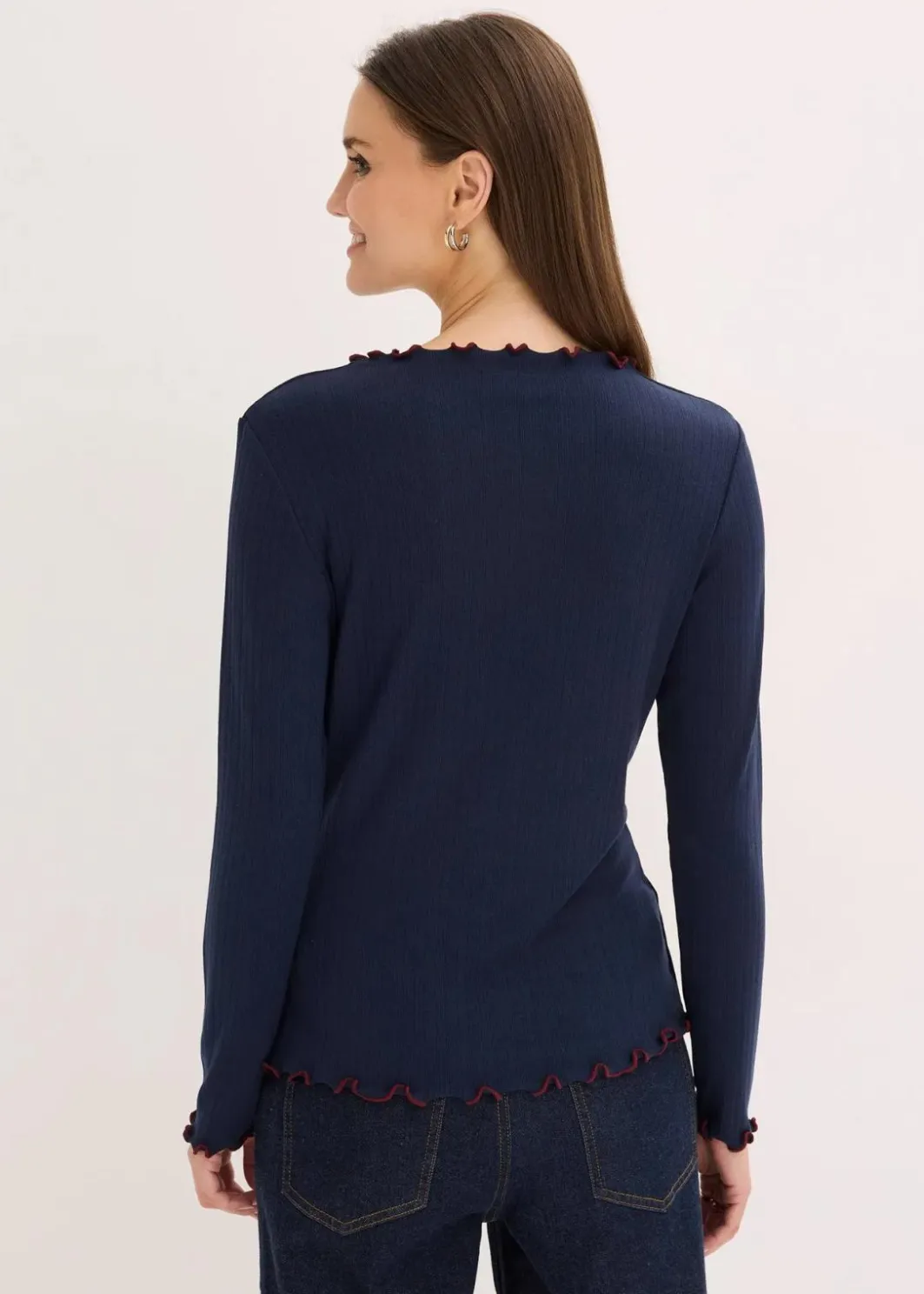 Damen bonprix Shirts & Tops|Geripptes Langarmshirt