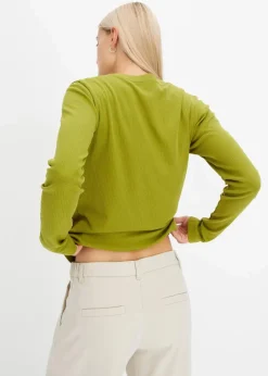 Online Geripptes Langarmshirt aus reiner Baumwolle Damen Shirts & Tops|Basics