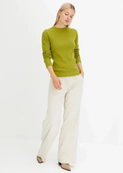 Online Geripptes Langarmshirt aus reiner Baumwolle Damen Shirts & Tops|Basics