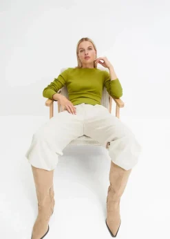 Online Geripptes Langarmshirt aus reiner Baumwolle Damen Shirts & Tops|Basics