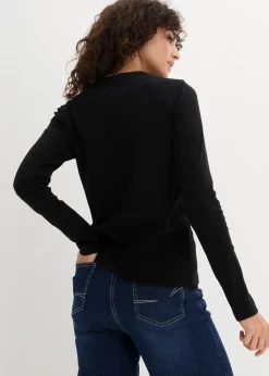 Damen bonprix Bekleidung·Röcke|Basics|Geripptes Langarmshirt aus reiner Baumwolle