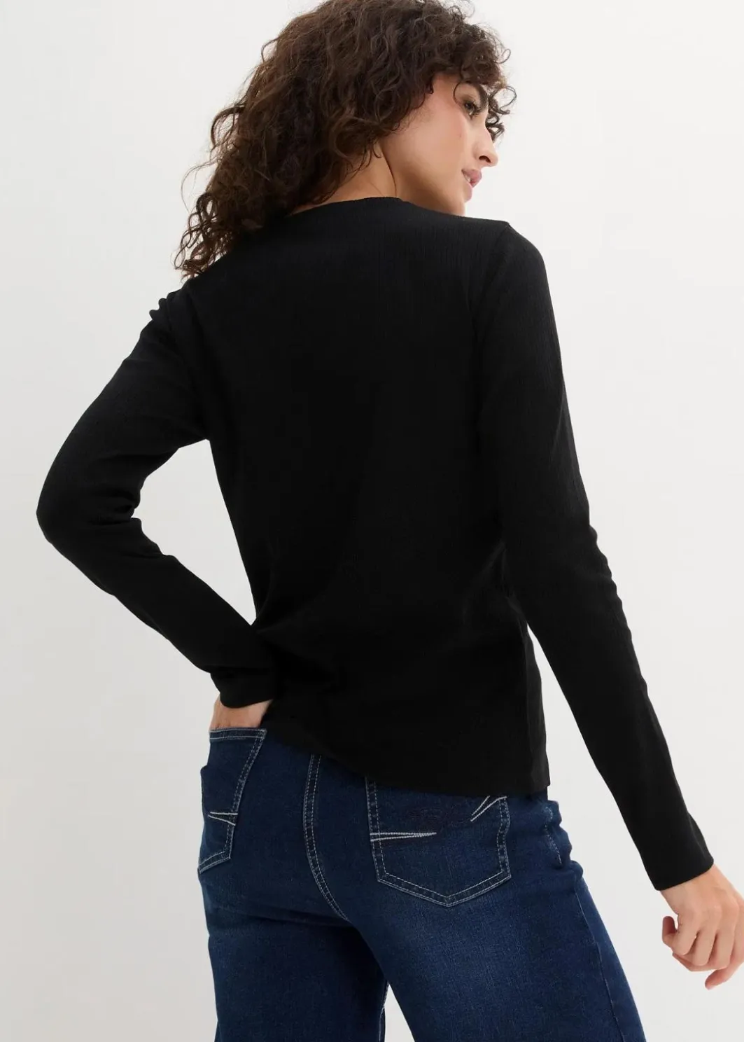 Damen bonprix Bekleidung·Röcke|Basics|Geripptes Langarmshirt aus reiner Baumwolle