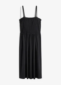 Damen bonprix Bekleidung·Pullover & Strickjacken|Kleider|Gesmoktes Trägerkleid aus leichtem Crêpe