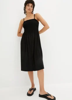 Damen bonprix Bekleidung·Pullover & Strickjacken|Kleider|Gesmoktes Trägerkleid aus leichtem Crêpe