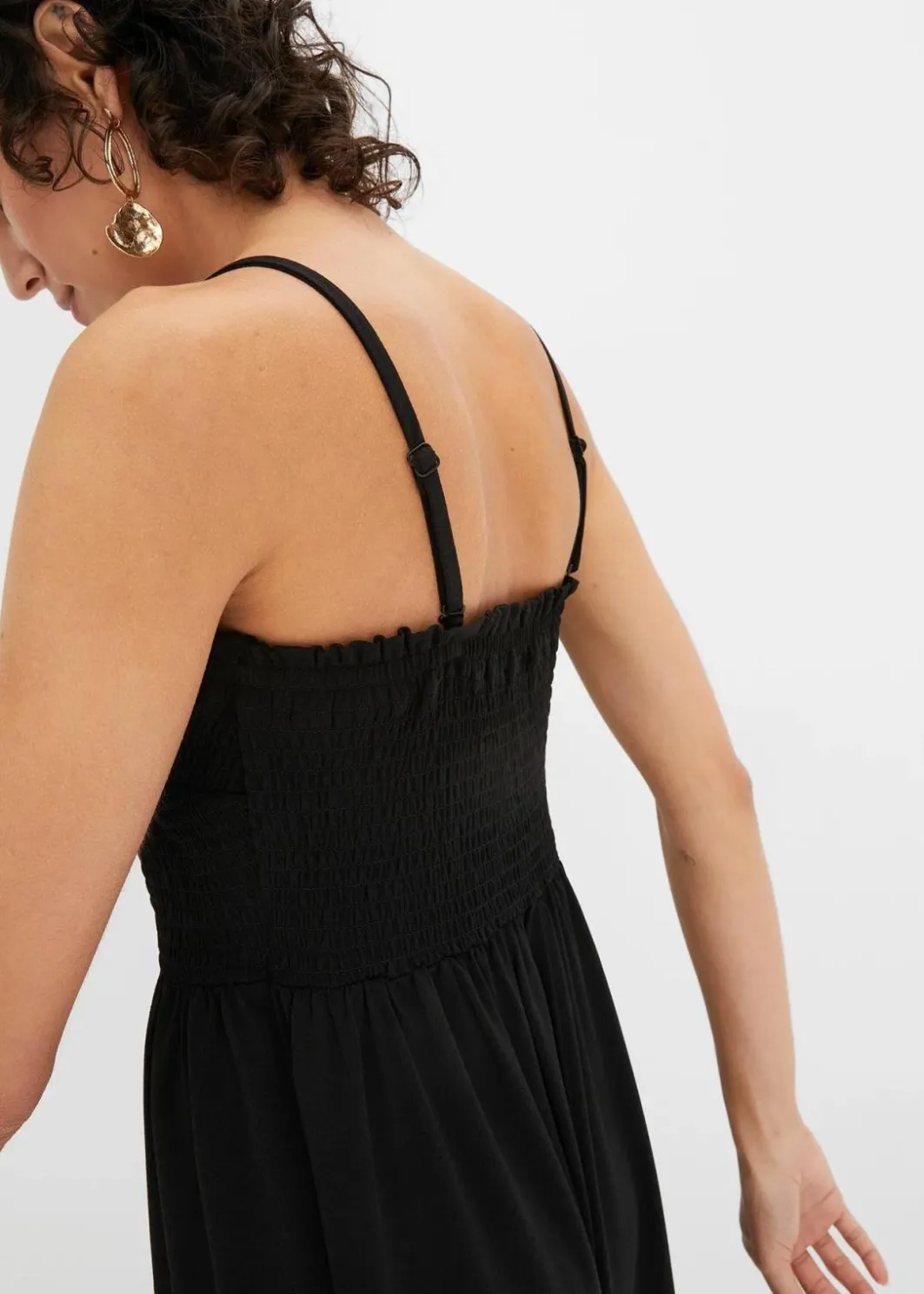 Damen bonprix Bekleidung·Pullover & Strickjacken|Kleider|Gesmoktes Trägerkleid aus leichtem Crêpe