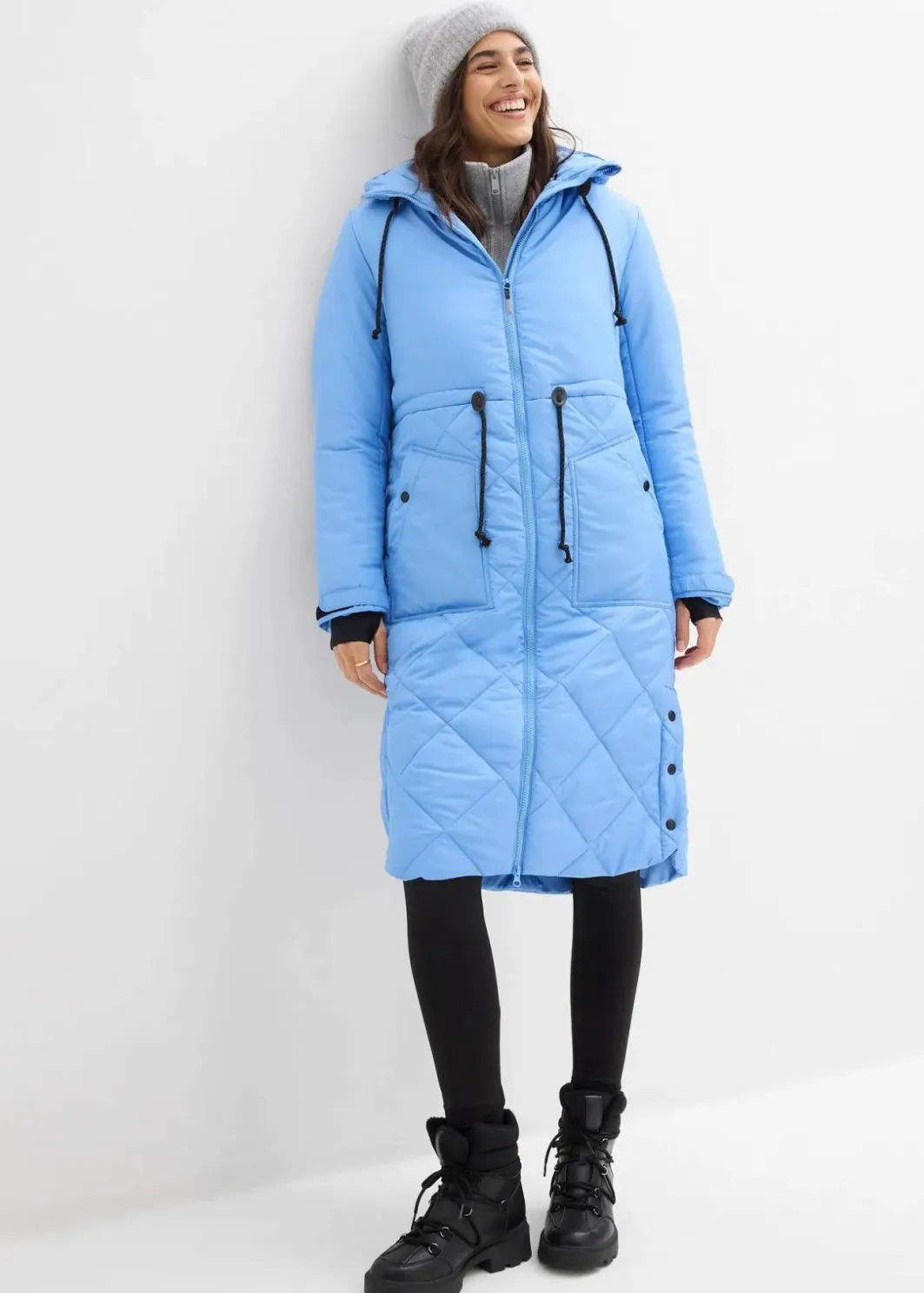 Damen bonprix Bekleidung·Hosen|Nachhaltigere Materialien|Gesteppter Funktions-Mantel mit reflektierenden Details