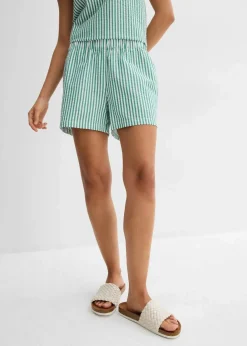 Outlet Gestreifte Schlupf-Shorts aus reiner Baumwolle Damen Bekleidung·Outdoorbekleidung|Bekleidung·Kleider
