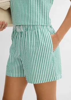 Outlet Gestreifte Schlupf-Shorts aus reiner Baumwolle Damen Bekleidung·Outdoorbekleidung|Bekleidung·Kleider