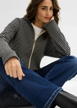 Online Gestreifte Sweatjacke aus Baumwoll-Mix Damen Bekleidung·Blusen & Tuniken|Sweat