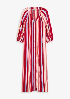 Best gestreiftes Kaftan-Kleid aus strukturierter Viskose Damen Kleider|Nachhaltigere Materialien
