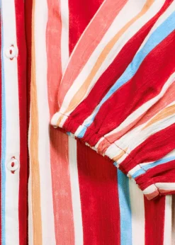 Best gestreiftes Kaftan-Kleid aus strukturierter Viskose Damen Kleider|Nachhaltigere Materialien