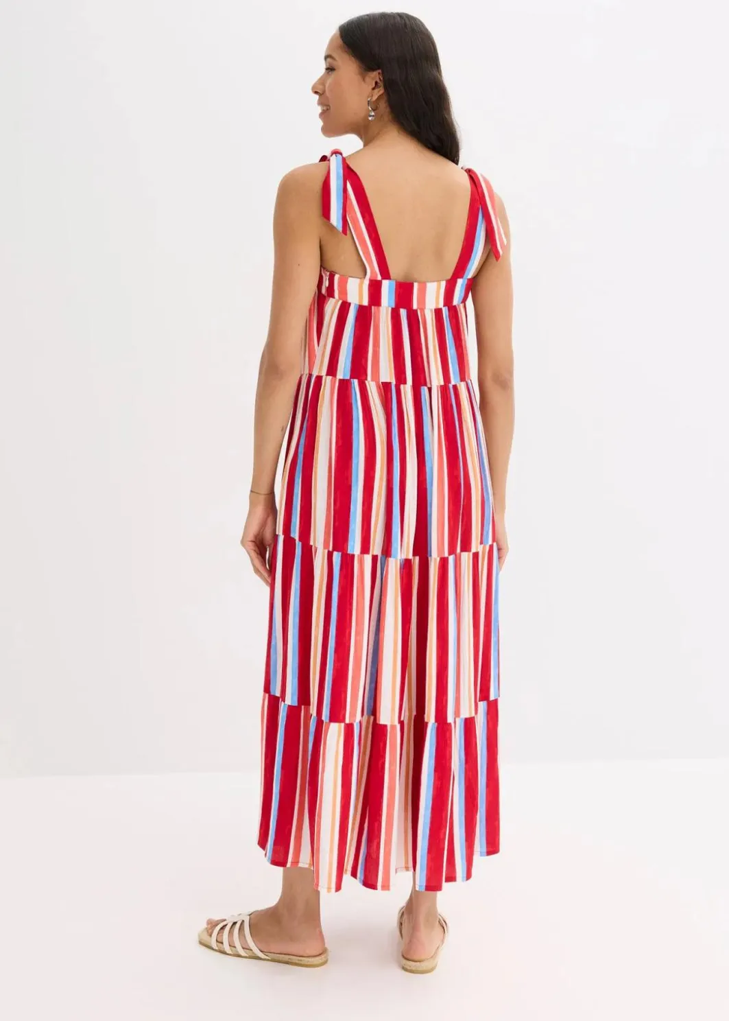 Damen bonprix Kleider|Nachhaltigere Materialien|gestreiftes Trägerkleid aus strukturierter Viskose