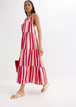 Damen bonprix Kleider|Nachhaltigere Materialien|gestreiftes Trägerkleid aus strukturierter Viskose