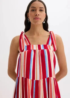 Damen bonprix Kleider|Nachhaltigere Materialien|gestreiftes Trägerkleid aus strukturierter Viskose