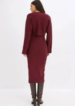 Damen bonprix Kleider|Nachhaltigere Materialien|Gestricktes Kleiderset (2-tlg. Set)