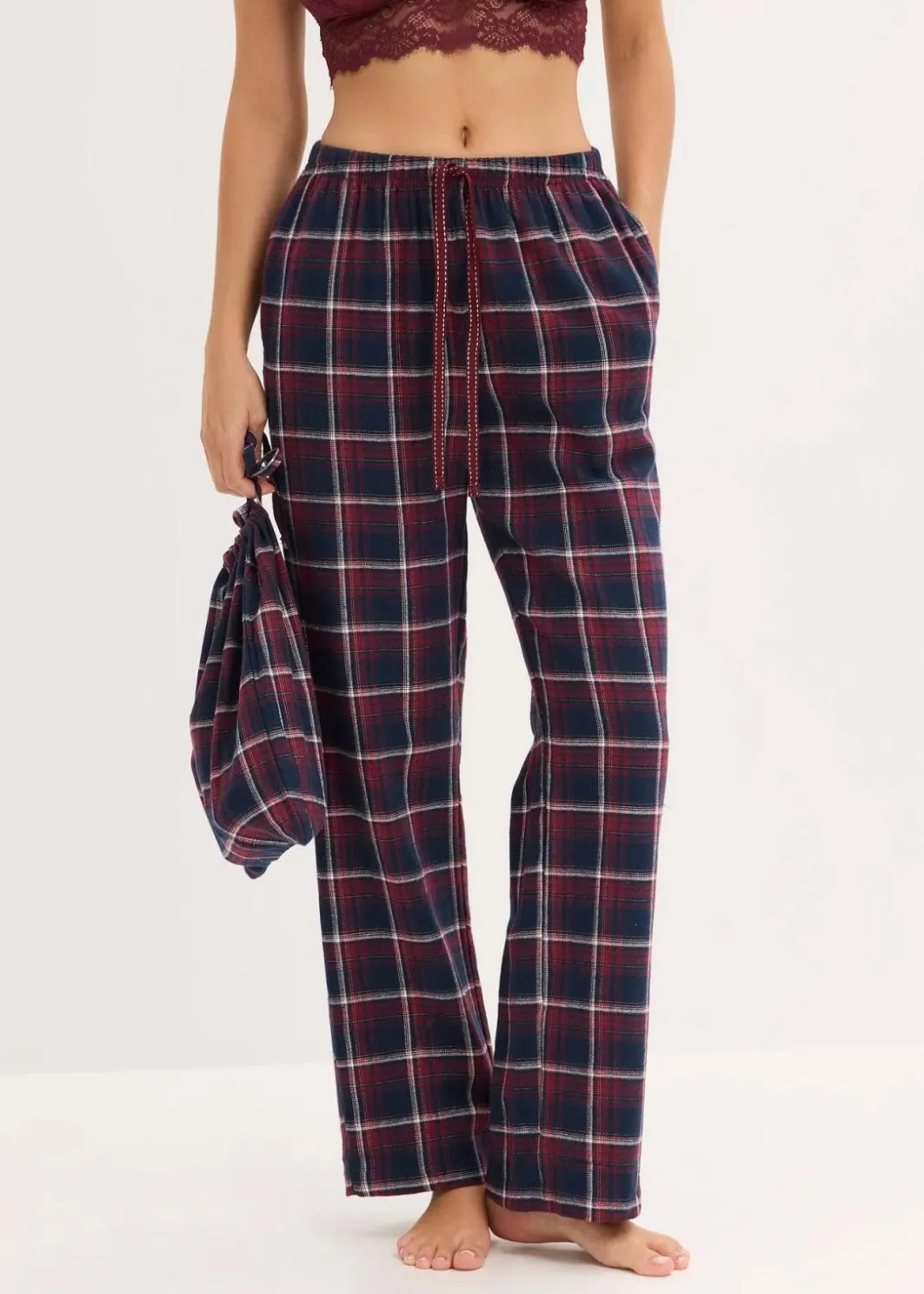 Clearance Gewebte Pyjamahose aus Flanell mit Geschenktasche Damen Wäsche·Nachtwäsche|Nachtwäsche