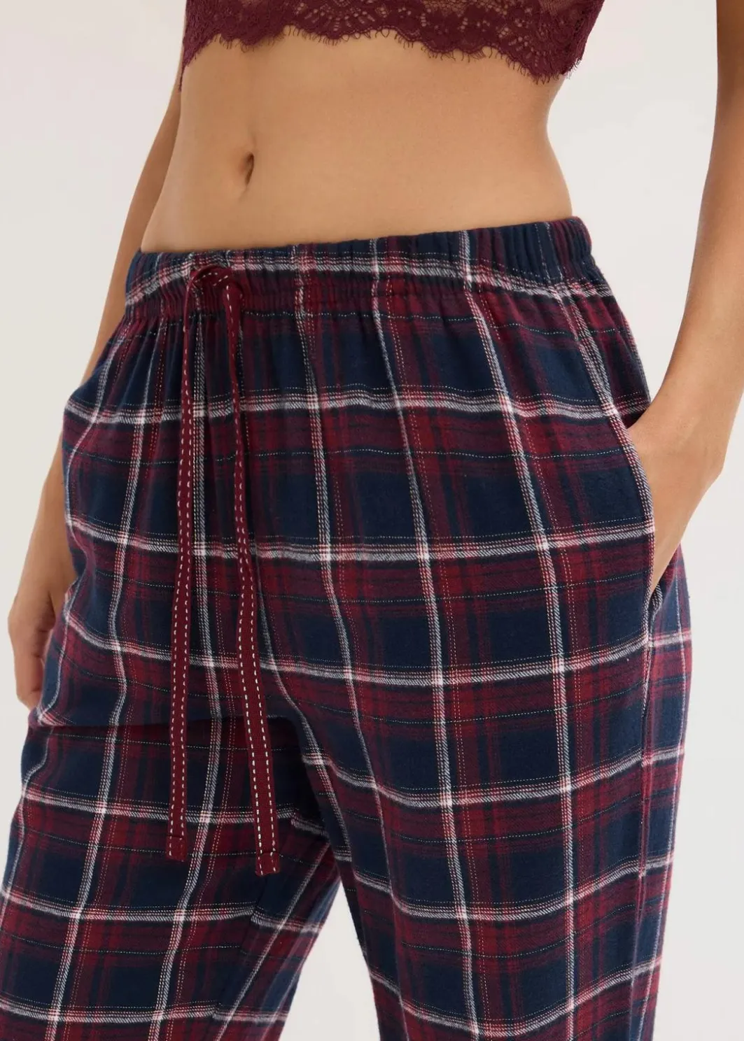 Clearance Gewebte Pyjamahose aus Flanell mit Geschenktasche Damen Wäsche·Nachtwäsche|Nachtwäsche
